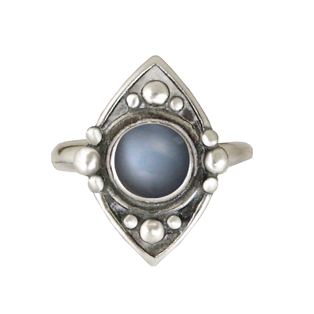 Sterling Silver Gemstone Ring With Grey Moonstone Size 9